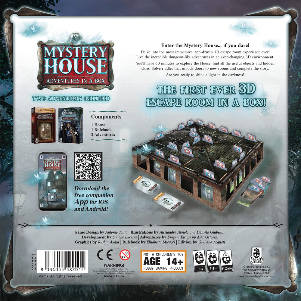 Cranio Creations Mystery House enigma cards image illustrating storytelling prompts guiding clues.