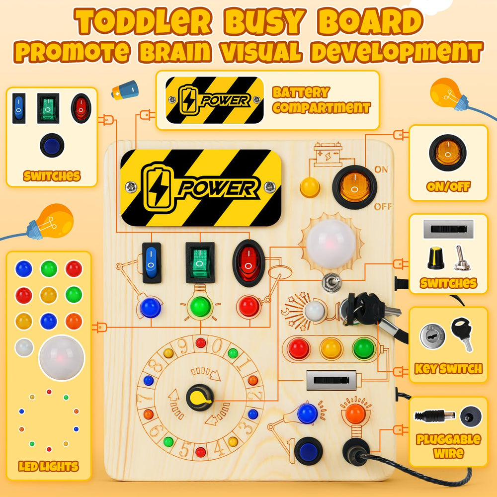 Cravenook wooden toddler toy buttons supports fine motor skills through exploration.