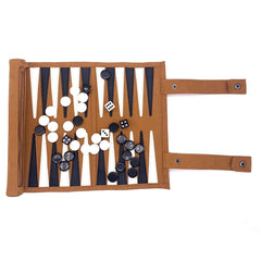 Crayfomo roll-up backgammon leatherette case for easy travel and compact storage