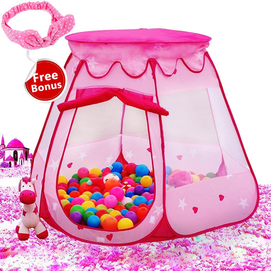 Crayline Pink Princess Tent front view, spacious play space for toddlers.