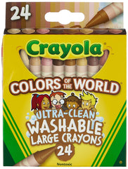 Crayola 24ct large ultra-clean crayons pack with easy grip for small hands.