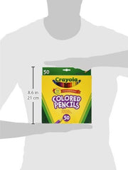 Crayola 50ct pencils with durable cores ideal for color mixing.