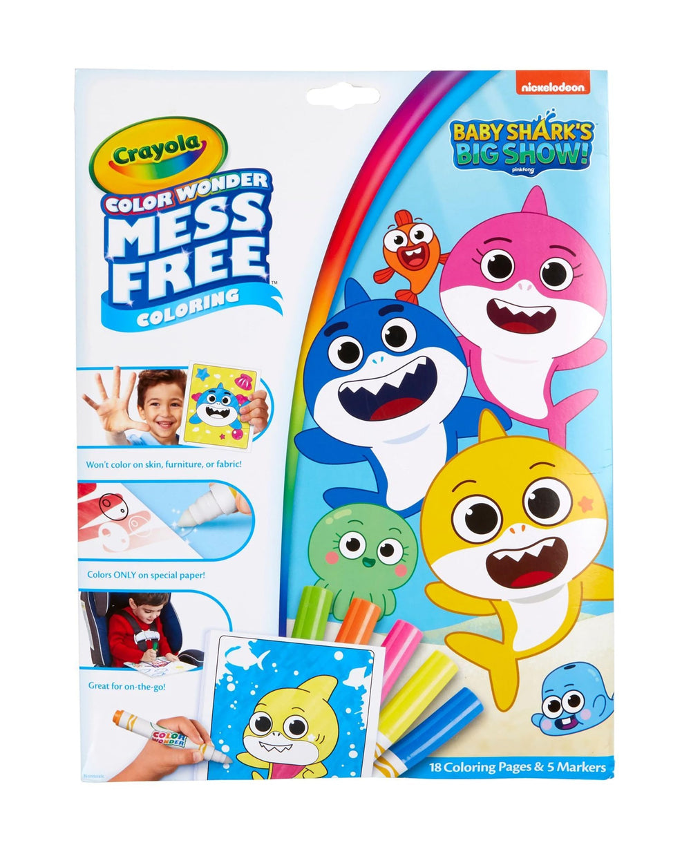 Crayola Baby Shark Color Wonder pages: 18 scenes for mess-free coloring on Color Wonder paper
