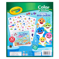 Crayola Baby Shark coloring page spread with bold lines for easy coloring