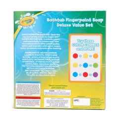 Crayola bathtub fingerpaint blue-green-purple collection highlights playful color combinations.