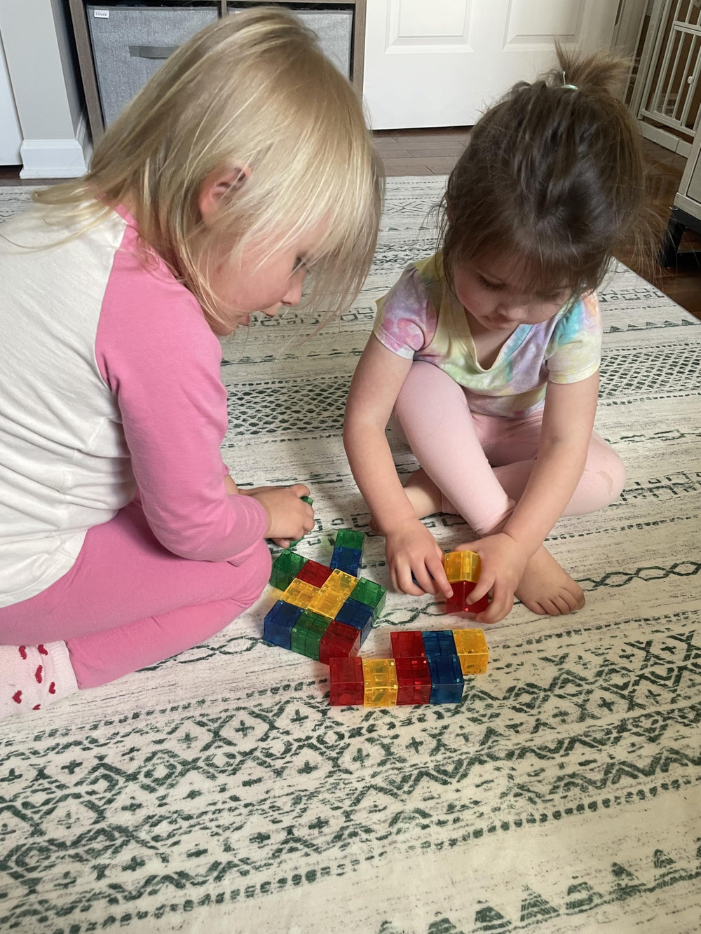 Crayola Bold PIP Cubes stacked tower highlight easy, stable construction.