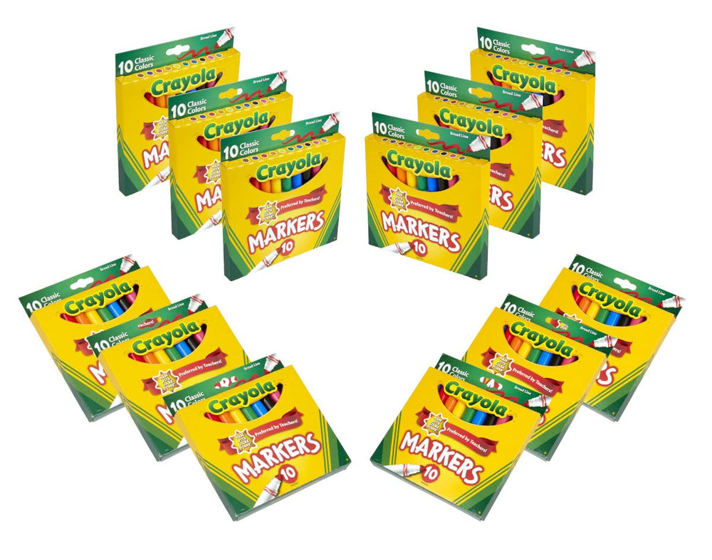 Crayola broad line markers 12pk for classroom art projects with bold lines.