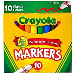 Crayola Broad Line markers in classic colors for vibrant classroom art and crafts.