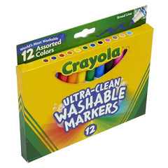 Crayola Broad Line Markers washable formula tested for easy cleanup.