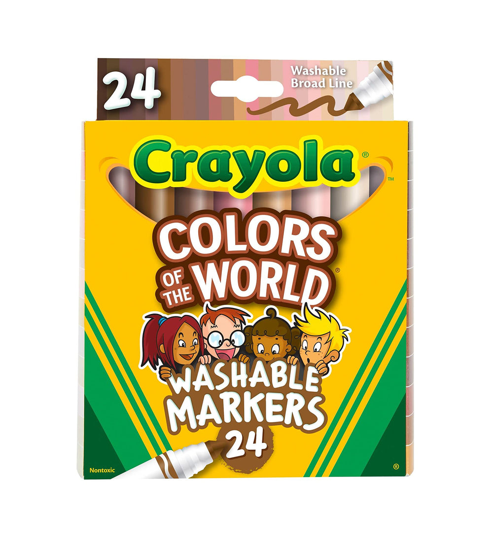 Crayola Colors of the World markers 24-count pack for inclusive skin-tone artwork.