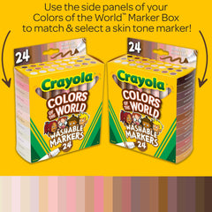 Crayola Colors of the World markers cap close-up showing color variety.