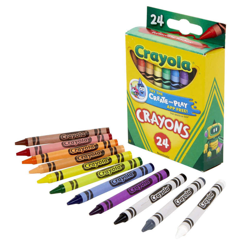 Crayola Crayons 24 colors on paper demonstrates vivid pigment for bright art