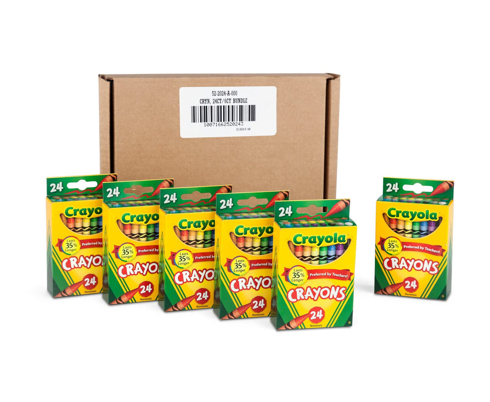 Crayola crayons bulk 24-count six-pack ready for classroom or home use.