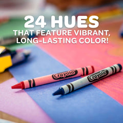 Crayola color swatches show vibrant pigments for crafts.