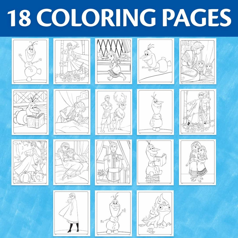 Crayola Frozen characters artwork featuring Elsa, Anna, and Olaf to spark imagination.