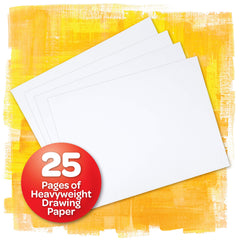 Crayola pad thick paper resists paint and ink for mess-free play.