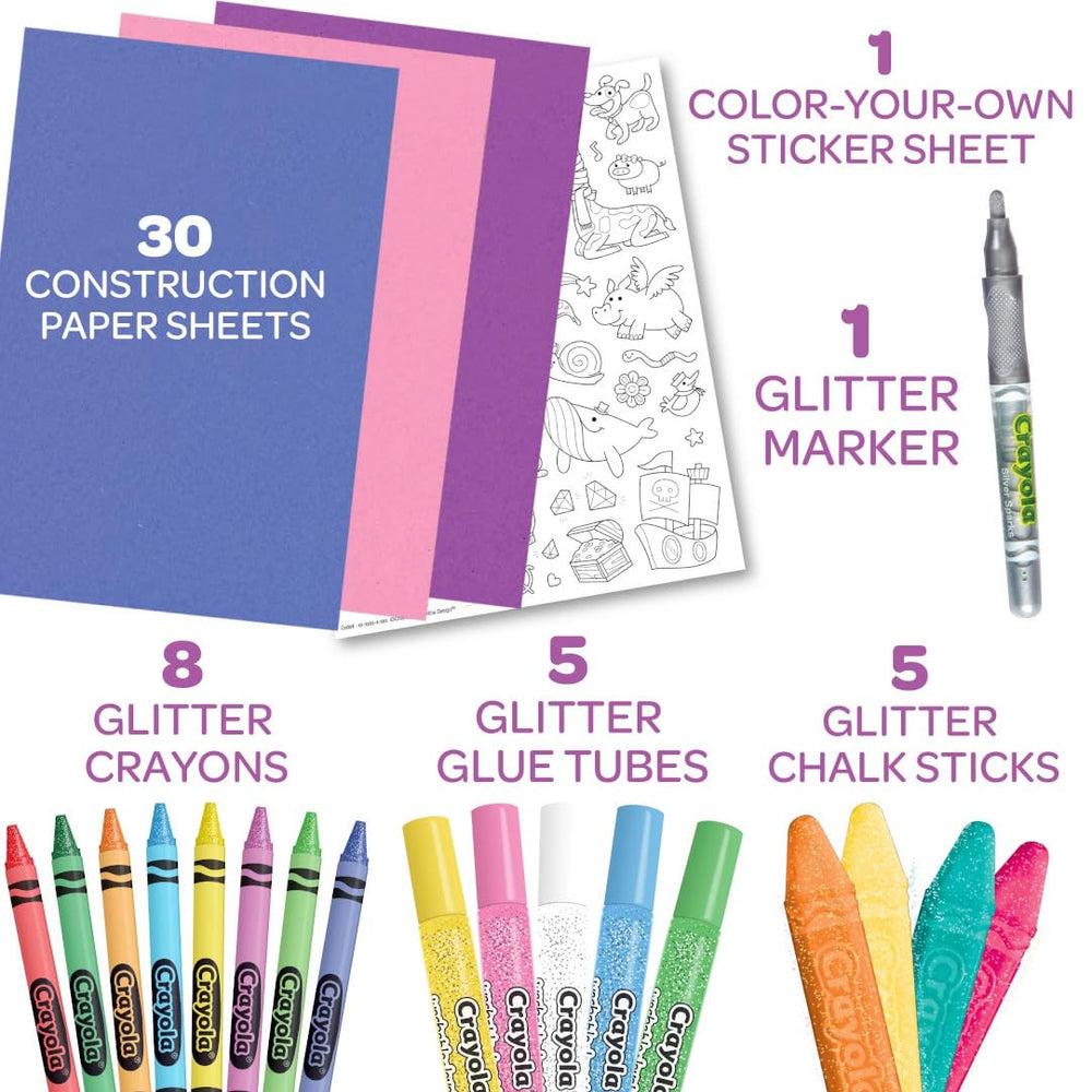 Crayola glitter chalk sticks capture vibrant, shimmery lines for bold artwork.