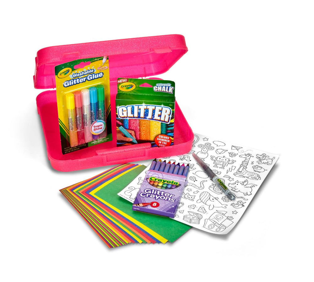 Crayola glitter marker used on paper to create shimmering outlines.