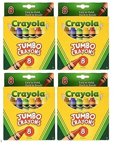 Crayola Jumbo Crayons 8ct colors closeup: durable cores for steady coloring sessions.