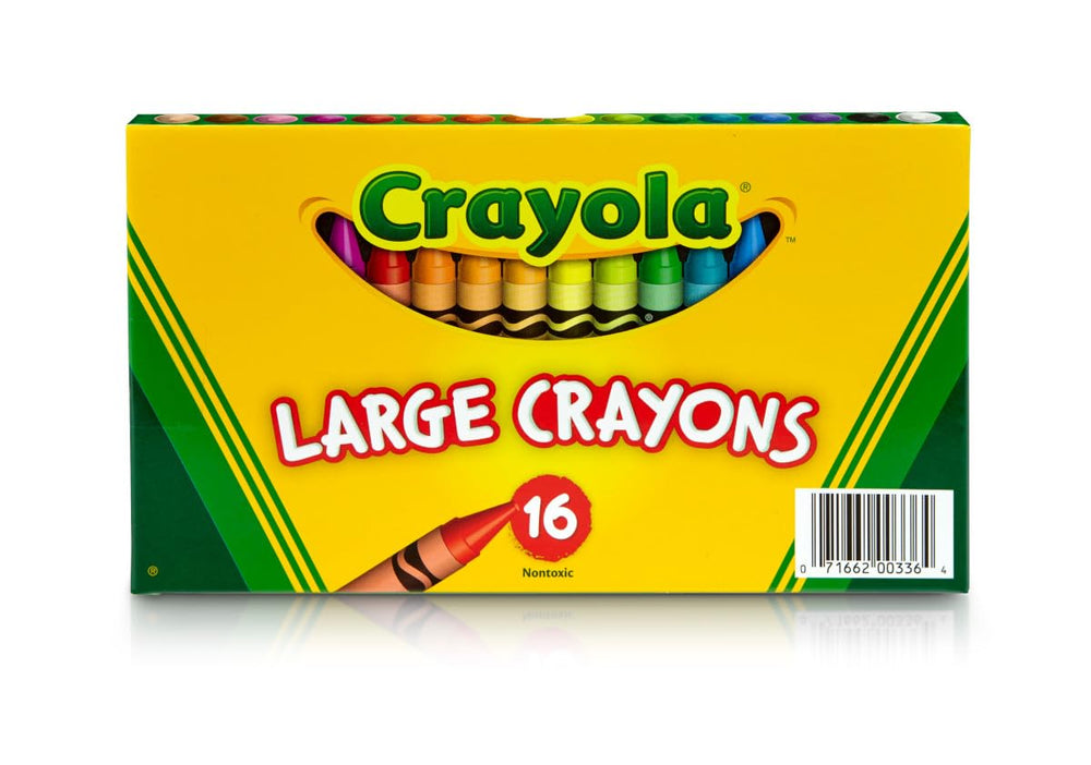 Crayola Large Crayons 16-color palette for vibrant, easy-grip coloring.