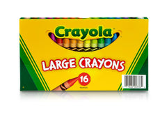 Crayola Large Crayons 16-color palette for vibrant, easy-grip coloring.