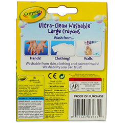 Crayola large washable crayons 16 pack close-up highlighting bright colors for classrooms