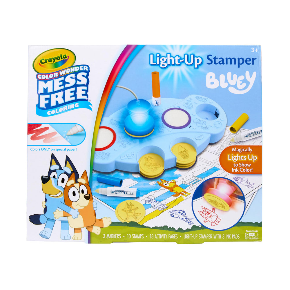 Crayola Magic Light Up Bluey Stamper unit lights up to indicate the color