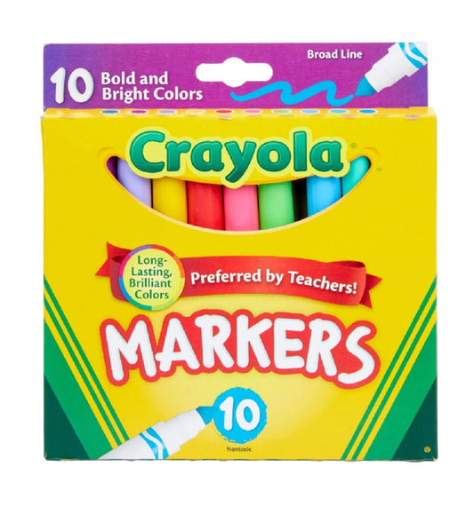 Crayola Broad Line Markers 10ct color swatches for bright, bold artwork