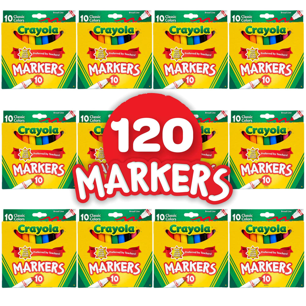 Crayola markers with durable tips for long-lasting coloring sessions.