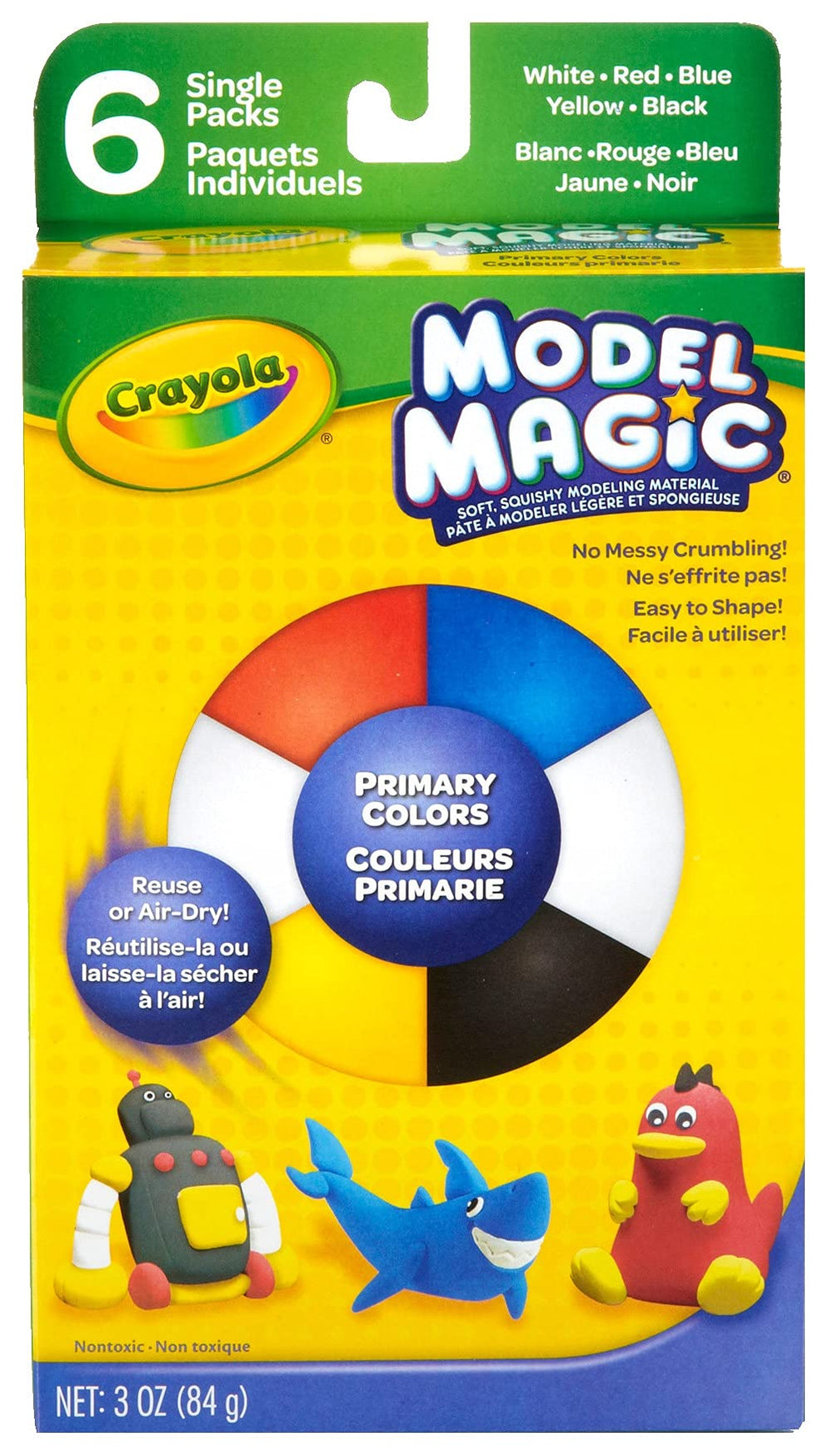 Crayola Model Magic primary color pack ready for simple color mixing at home.