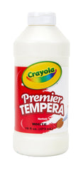 Crayola Premier Tempera Paint White bottle with flip-top lid for easy, mess-free use