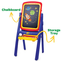 Crayola Qwikflip 77-piece magnetic letters set for early literacy on metal surface.