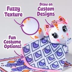 Crayola Scribble Scrubbie Pets fabric cape enhances dress-up adventures and colorable outfits.