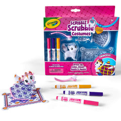 Crayola Scribble Scrubbie Pets Missy Cat wearing a princess tiara for imaginative dress-up play.