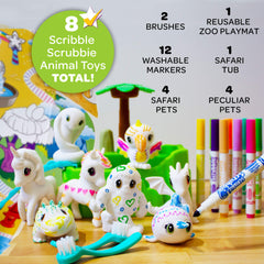 Crayola Scribble Scrubbie Safari tub and brushes for quick color cleanup.