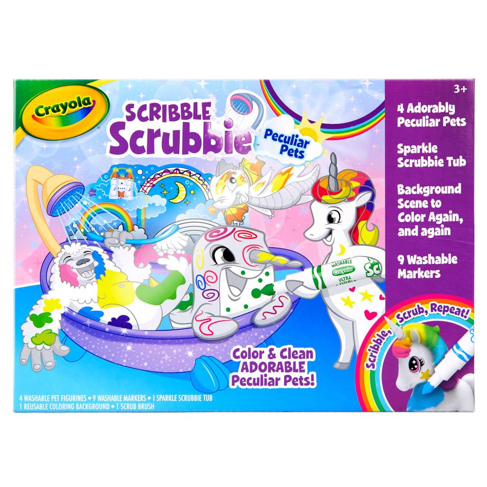 Crayola Scrible Scrubbie Play Mat: color on backdrops then wash and color again.
