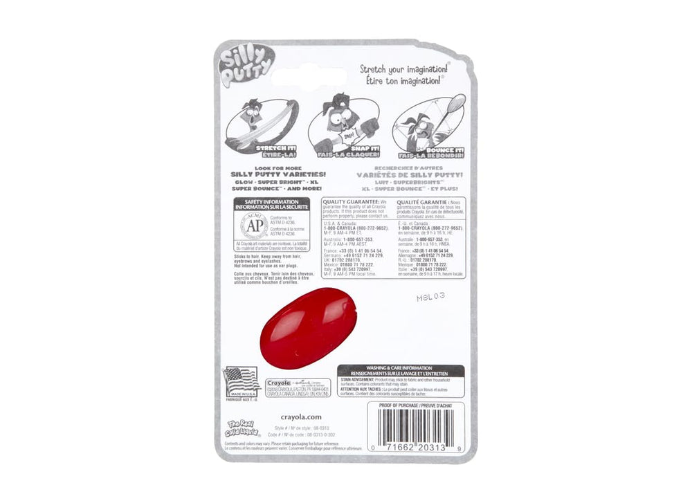 Crayola Silly Putty Original stretch demo shows versatile stretch and squish.