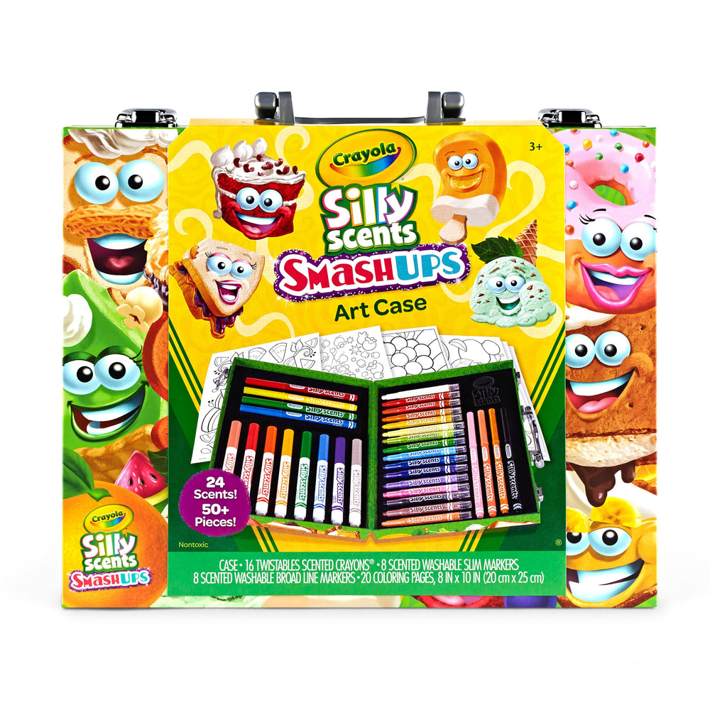 Crayola Silly Scents art case opened for portable creativity