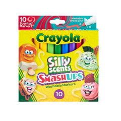 Crayola Silly Scents Slim Markers color swatches show bold hues for small-area art.