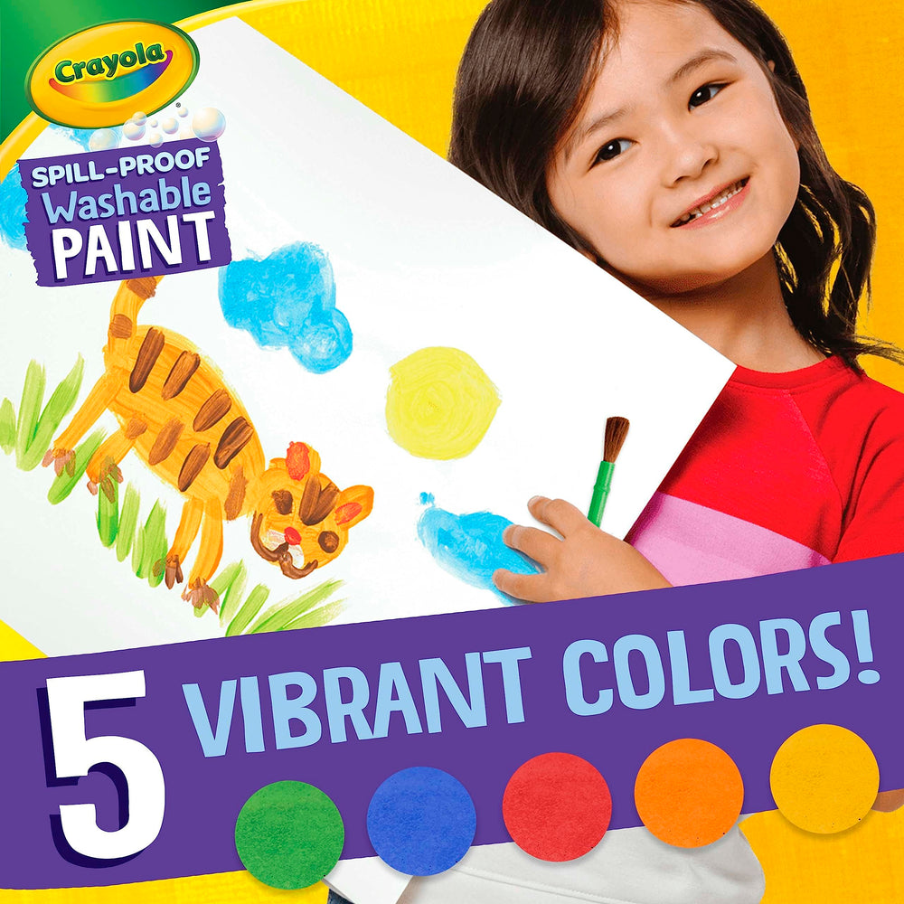Crayola Spill Proof Paint Set paintbrush in action demonstrates mess-free toddler art.