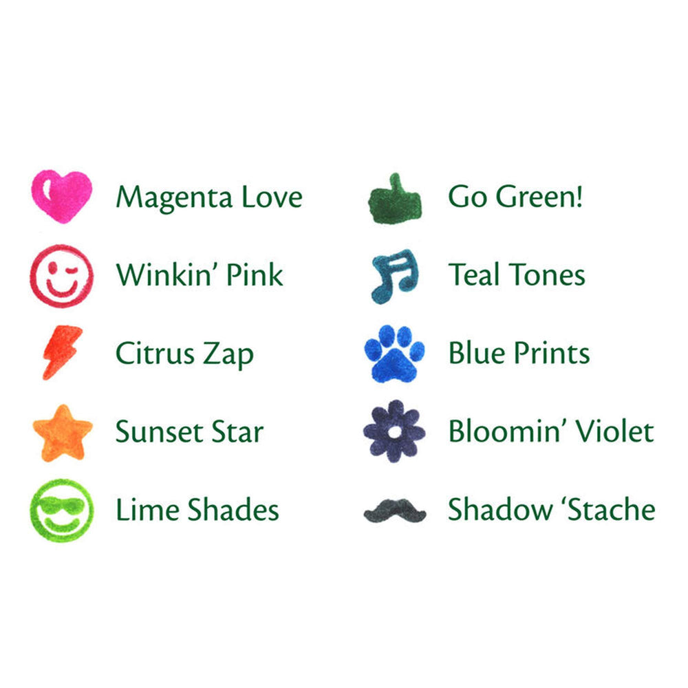 Crayola stamping on paper shows clean result with minimal mess.
