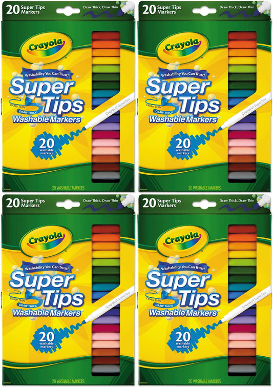 Crayola Super Tips markers close-up showing vibrant color tips for bold designs
