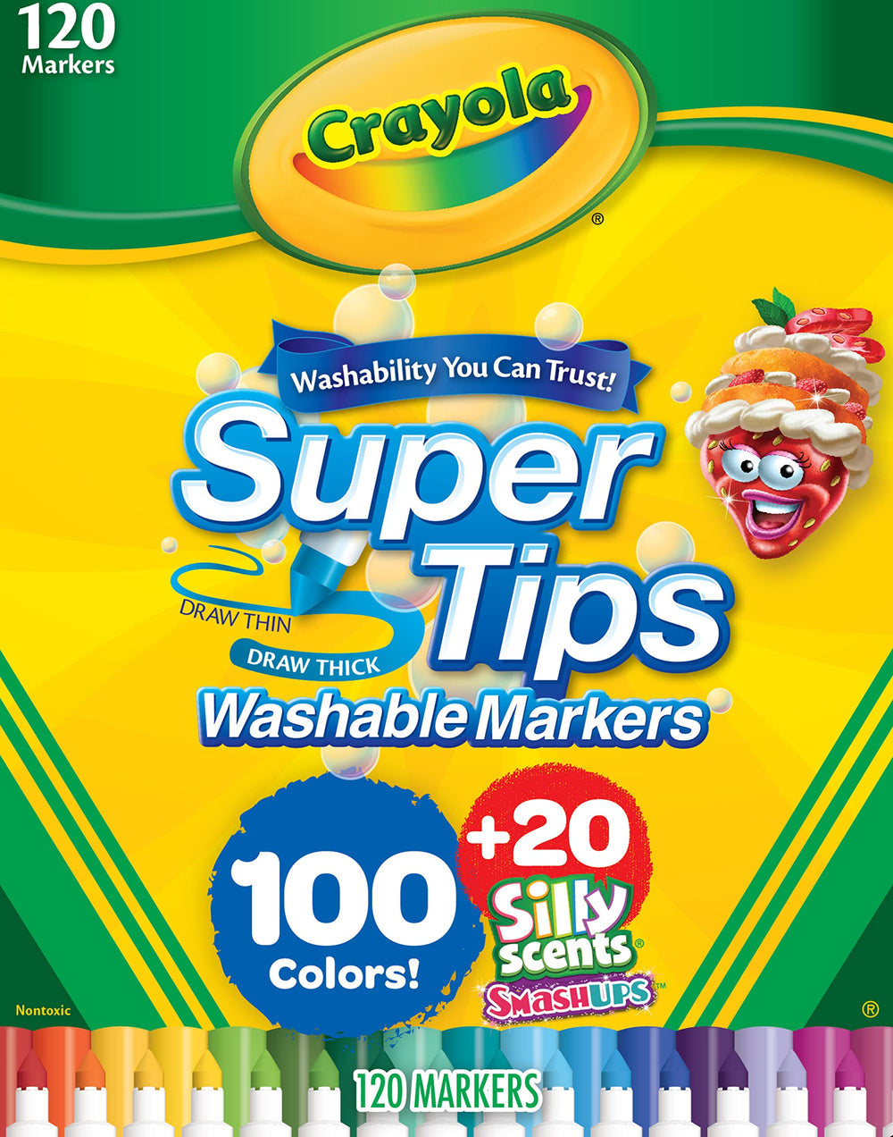 Crayola Super Tips with Silly Scents markers set for vibrant, washable artwork.