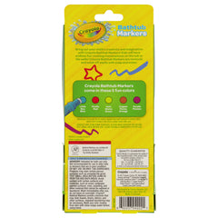 Crayola Taste Beauty blue bath marker drawing on tub walls inspires imaginative play.