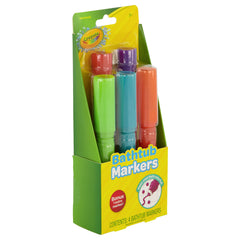 Crayola Taste Beauty red bath marker drawing on tub walls for creative bath time.