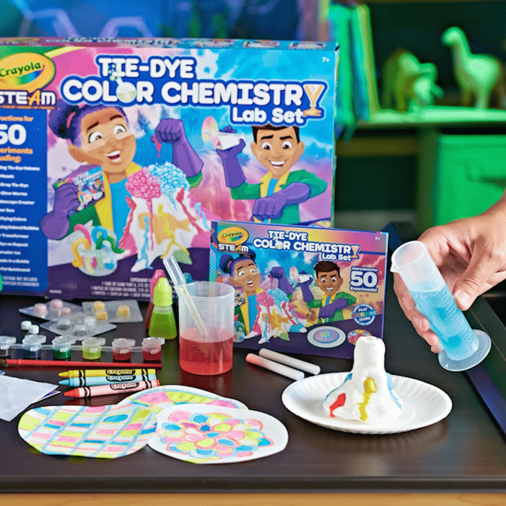 Crayola Tie Dye Drip Drop Tie Dye demonstration showing easy, colorful experiments for kids
