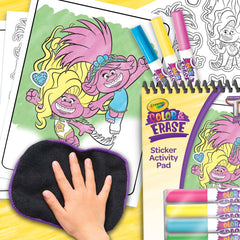 Crayola Trolls reusable sticker pack lets redesign scenes.