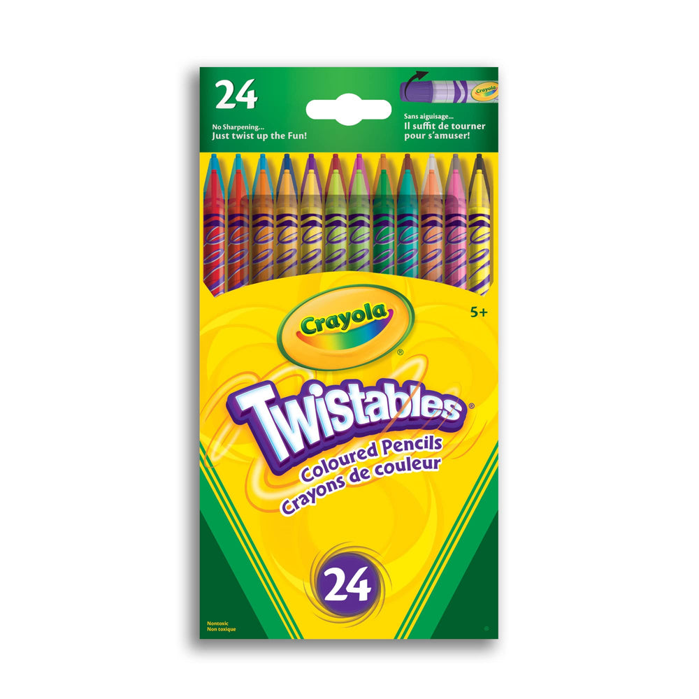 Crayola Twistables 24 pencils in case, convenient storage for travel coloring sessions.