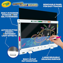 Crayola Ultimate Light Board built-in kickstand supports hands-free drawing and easy viewing.