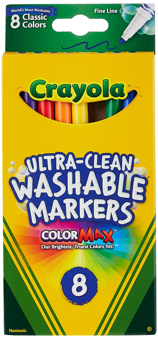 Crayola Ultra Clean Washable Markers with fine line tips for detailed coloring.